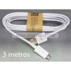 Cable para MicroUSB  V8 SAM ORIGINAL 3 metros - 1 AÑO GARANTIA